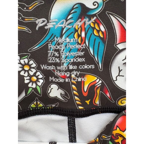 Peachy Athletic NWT “Tatted & Torn” Y2K Biker Workout Booty Shorts Size Medium - Picture 6 of 9